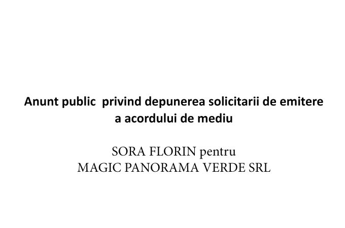 Anunt public privind solicitarea acordului de mediu