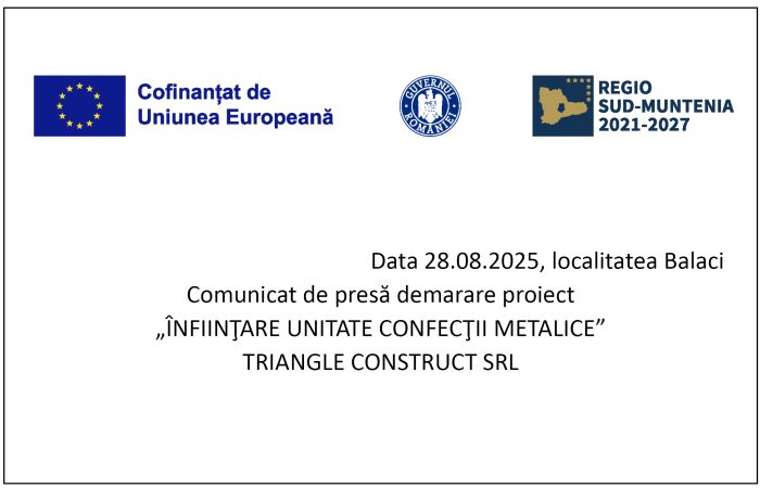 Comunicat de presa privind demararea proiectului