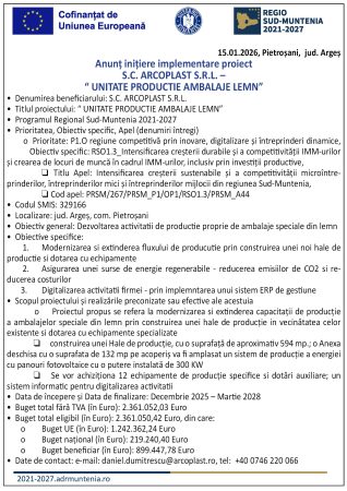 Anunt privind initierea implementarii proiectului