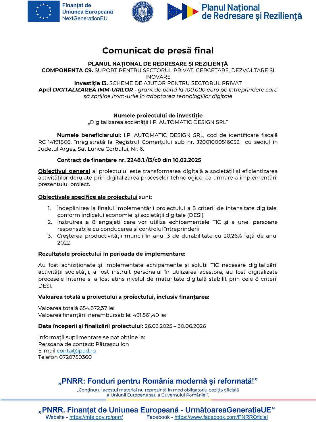 Comunicat de presa final
