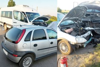 Patru raniti intr un accident intre un autoturism si un microbuz la Oarja
