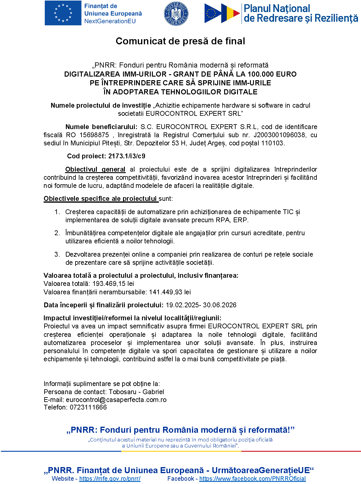 Comunicat de Presa Final 2